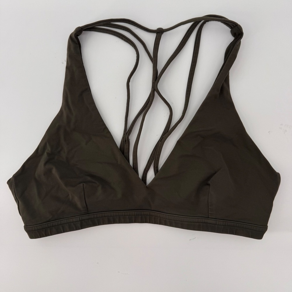 Lululemon‎ Raise the Barre Bra Womens 10 Dark Olive Green Strappy V-Neck
